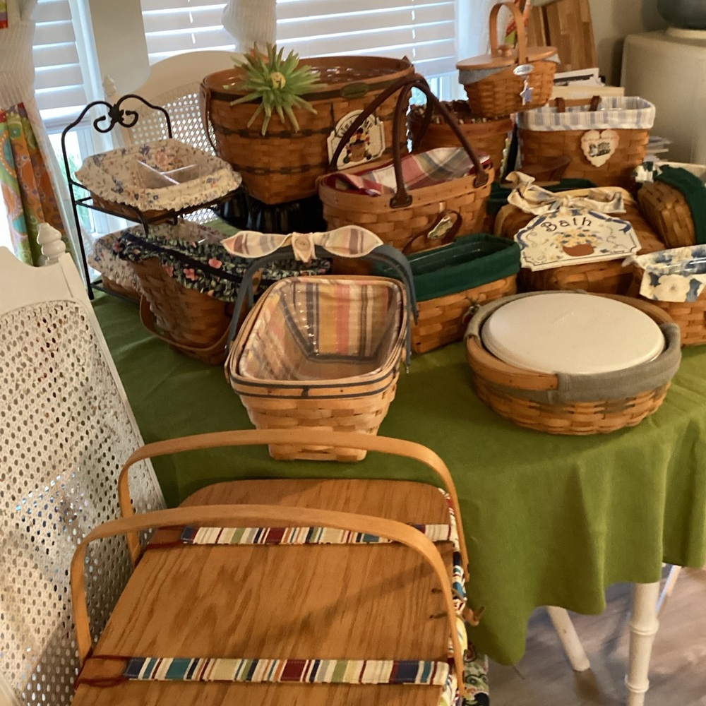 Longaberger LOT all sizes, years, hardware, liners, attachments, etc.